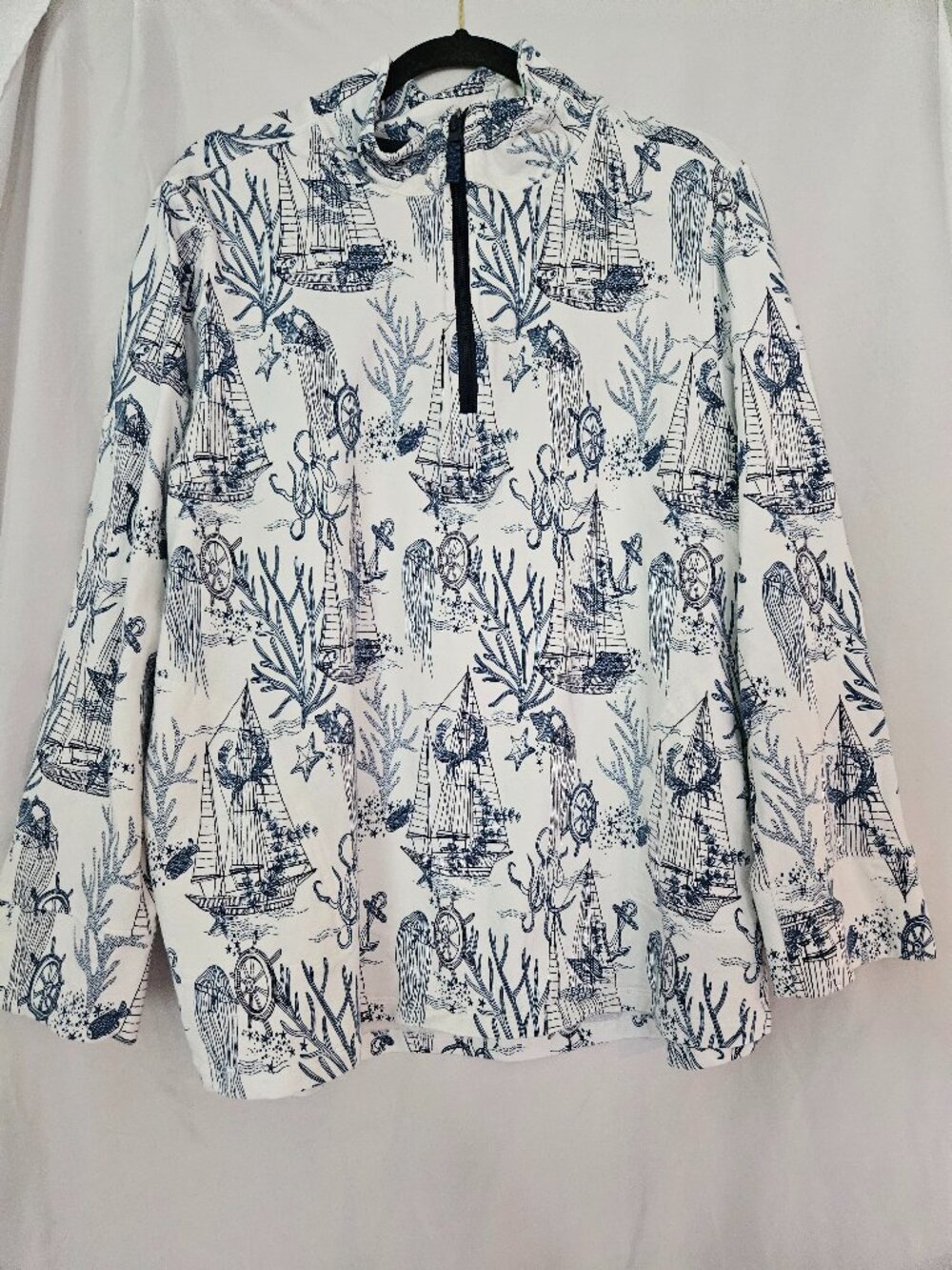 Vera Bradley Nautical French Terry Quarter-Zip Sweatshirt with Pockets